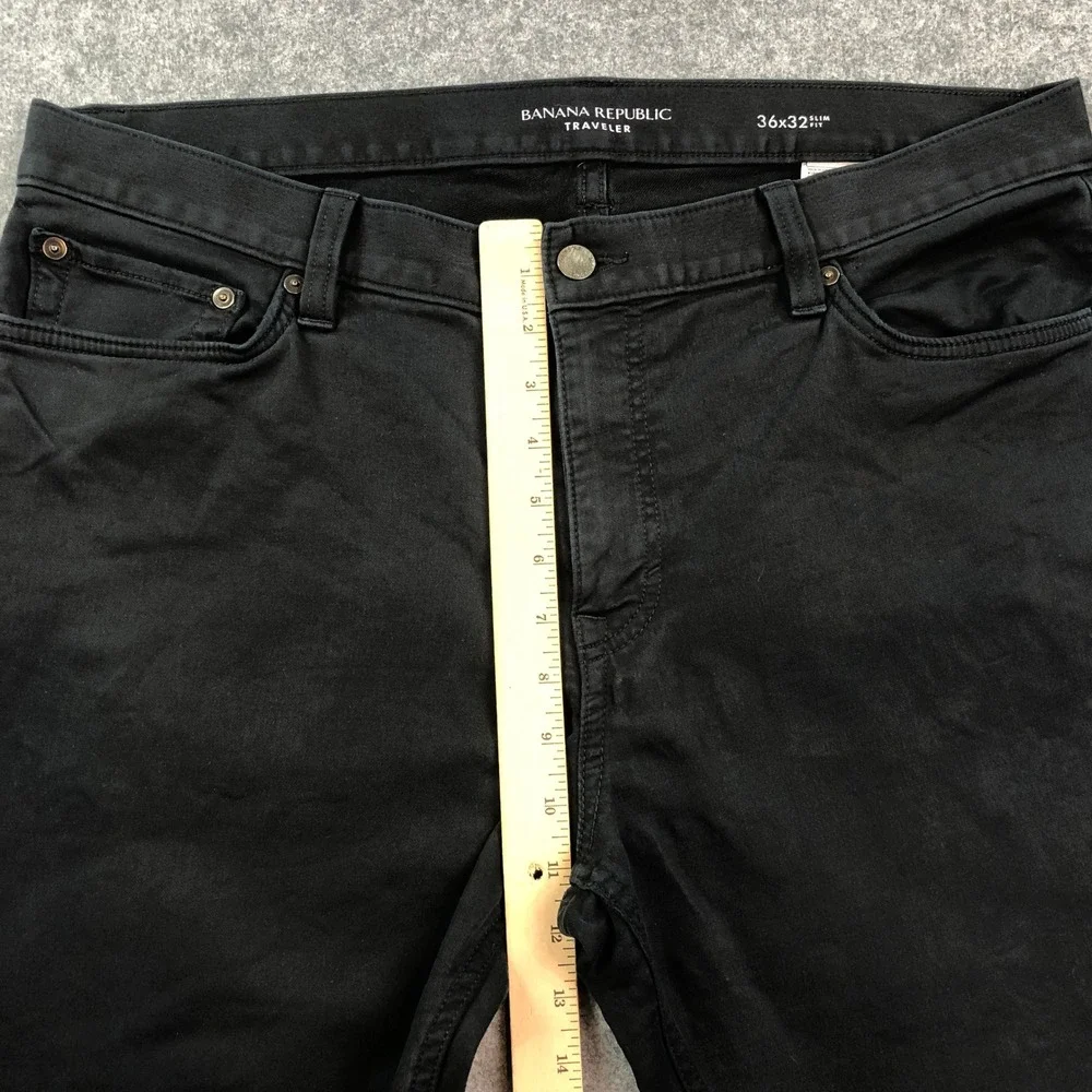 Banana Republic Mens Traveler Jeans 36x32 Black Dark Wash Stretch Slim Fit Pants